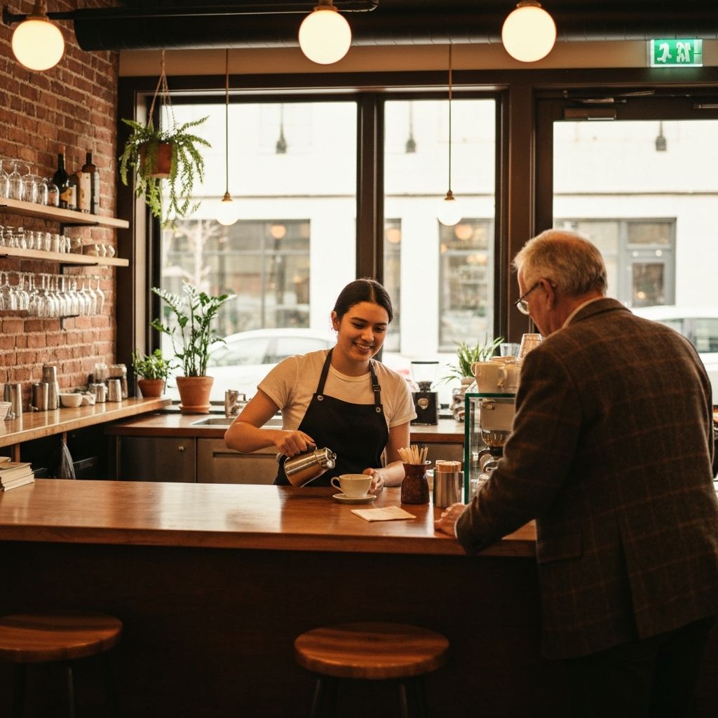 Modern American café interior serving espresso
